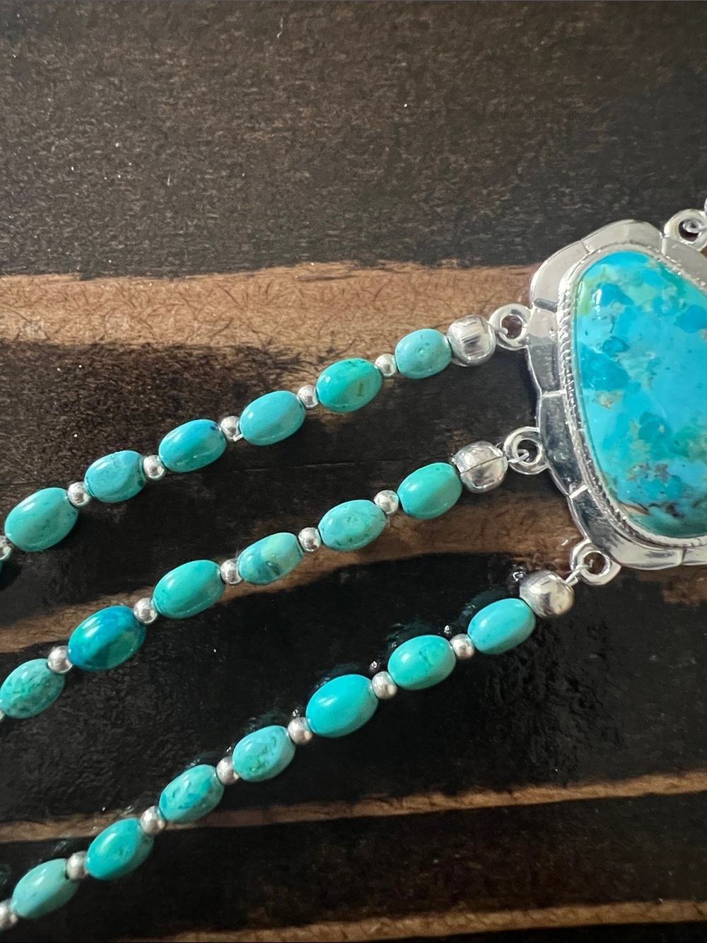 Studio Barse Turquoise and Magnesite Multi-Row Beaded Bracelet with Center Stone - Picture 4 of 6
